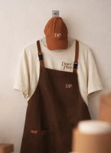 Luxury Cafe Barista Uniform Set (Apron, T-Shirt & Cap)