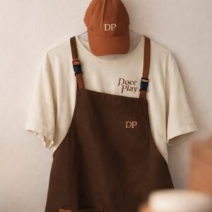 Luxury Cafe Barista Uniform Set (Apron, T-Shirt & Cap)